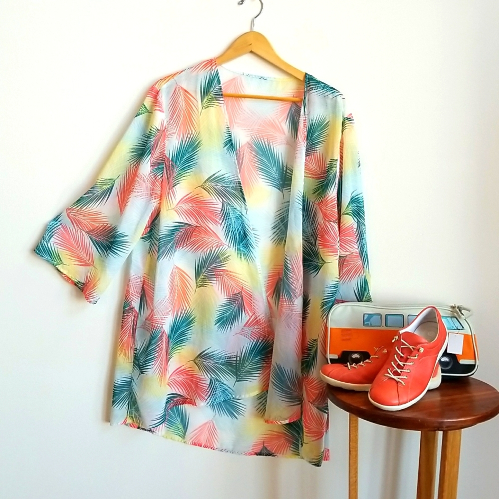 Swimsuit Cover up tropical print one size women’s coastal vibe